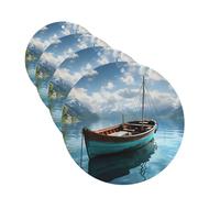 4 ambientadores colgantes para coche, tarjetas perfumadas de fragancia, forma redonda, tabletas de aromaterapia para coche, barco de pesca, ambientador de coche, para espejo interior de coche,