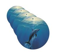 4 ambientadores colgantes para coche, tarjetas perfumadas de fragancia, forma redonda, tabletas de aromaterapia, delfín, ambientador de coche para interior de coche, colgante de espejo para regalo