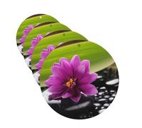 4 ambientadores colgantes para coche, tarjetas perfumadas, forma redonda, tabletas de aromaterapia para coche, flor morada con piedra negra, ambientador de coche para espejo interior de coche, regalo