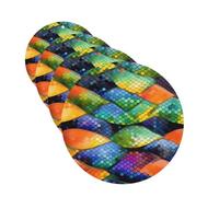 4 ambientadores colgantes para coche, tarjetas perfumadas, forma redonda, tabletas de aromaterapia para coche, escamas de peces arcoíris, ambientador de coche para espejo interior de coche, colgante