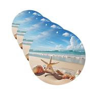 4 ambientadores colgantes para coche, tarjetas perfumadas, forma redonda, tabletas de aromaterapia para coche, bonita playa y conchas marinas, para el interior del coche, regalo