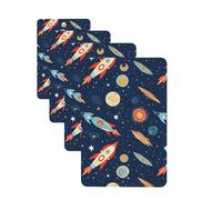 4 ambientadores colgantes para coche, tarjetas perfumadas, rectangulares, aromaterapia, cohete en el espacio, para espejo interior, regalo