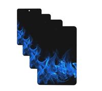 4 ambientadores colgantes para coche, tarjetas perfumadas, rectangulares, aromaterapia, pastillas de aromaterapia, ambientador de coche con llama azul, para el interior del coche, colgante de espejo