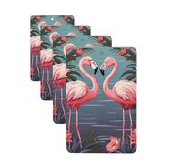 4 ambientadores colgantes para coche, tarjetas perfumadas, rectangulares, aromaterapia, tabletas, bandada de flamencos tropicales, ambientador de coche para el interior del coche, colgante de espejo