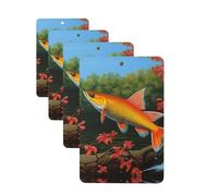 4 ambientadores colgantes para coche, tarjetas perfumadas, rectangulares, aromaterapia, tabletas, cártamo, pez volador, ambientador de coche para el interior del coche, colgante de espejo para regalo