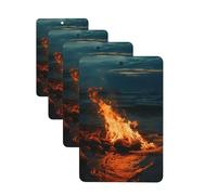 4 ambientadores colgantes para coche, tarjetas perfumadas, rectangulares, aromaterapia, tabletas de aromaterapia, fuego junto al mar, ambientador de coche para interior de coche, colgante de espejo