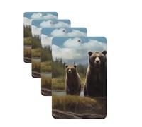 4 ambientadores colgantes para coche, tarjetas perfumadas, rectangulares, aromaterapia, tabletas, encuentro con animales, oso, para coche, espejo interior, colgante, regalo