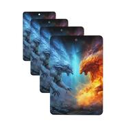 4 ambientadores colgantes para coche, tarjetas perfumadas, rectangulares, aromaterapia, tabletas, fuego vs hielo, arte de hielo, para el interior del coche, colgante de espejo