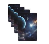 4 ambientadores colgantes para coche, tarjetas perfumadas, rectangulares, aromaterapia, tabletas, luna, estrellas y planetas, ambientador de coche para el interior del coche, colgante de espejo