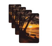 4 ambientadores colgantes para coche, tarjetas perfumadas, rectangulares, aromaterapia, tabletas, orilla del mar, árboles, puesta de sol, ambientador de coche para el interior del coche, colgante de