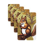 4 ambientadores colgantes para coche, tarjetas perfumadas, rectangulares, tabletas de aromaterapia para coche, ardilla que come nueces, ambientador de coche para interior de coche, colgante de espejo