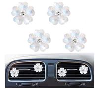 4 ambientadores con clip de ventilación de coche con diseño de margaritas de cristal brillantes, bonitos accesorios de automóvil, accesorios para interiores, decoraciones de automóviles para niñas y