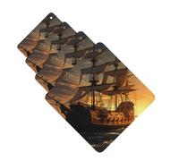 4 ambientadores de coche colgantes con fragancia, tarjetas perfumadas para SUV, fantasía, barco pirata, coche, aromaterapia, tabletas, espejo interior, colgante para dormitorio, armario, zapatero