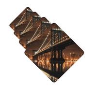 4 ambientadores de coche colgantes con fragancia, tarjetas perfumadas para SUV, puente de Nueva York, Manhattan, noche, coche, aromaterapia, tabletas, espejo interior, colgante para dormitorio