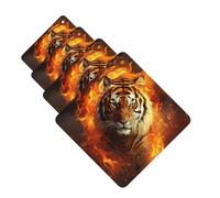 4 ambientadores de coche colgantes con fragancia, tarjetas perfumadas para SUV, tigre fresco en llama, tabletas de aromaterapia, espejo interior, colgante para dormitorio, armario, zapatero