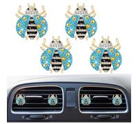 4 ambientadores de coche con diseño de mariquita brillante, clips de ventilación, accesorios de coche, decoraciones de automóvil, difusor de coche recargable con almohadillas de fieltro (azul)
