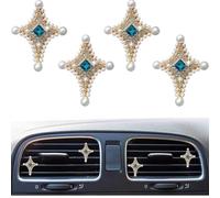 4 ambientadores de cristal brillante con forma de cruz de diamante para ventilación de coche, difusor esencial de decoración interior para mujer (dorado)