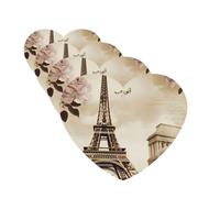 4 ambientadores para coche, para colgar, con fragancia, tarjetas perfumadas, en forma de corazón, tabletas de aromaterapia para coche, vintage, Torre Eiffel, mariposa, ambientador para coche, espejo