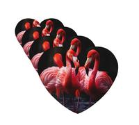 4 ambientadores para coche, para colgar, con fragancia, tarjetas perfumadas, en forma de corazón, tabletas de aromaterapia para coche, flamencos en fondo negro, ambientador de coche para espejo