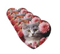 4 ambientadores para coche, para colgar, con fragancia, tarjetas perfumadas, en forma de corazón, tabletas de aromaterapia para coche, diseño de gato en flores, ambientador de coche para interior de