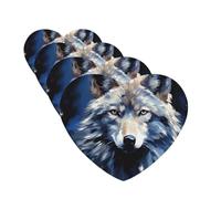 4 ambientadores para coche, para colgar, con fragancia, tarjetas perfumadas, en forma de corazón, tabletas de aromaterapia para coche, cabeza de lobo sobre fondo azul, ambientador de coche para espejo