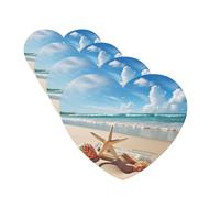 4 ambientadores para coche, para colgar, con fragancia, tarjetas perfumadas en forma de corazón, tabletas de aromaterapia para coche, bonita playa y conchas marinas, para el interior del coche,