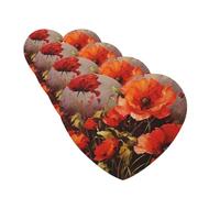 4 ambientadores para coche, para colgar, con fragancia, tarjetas perfumadas, en forma de corazón, tabletas de aromaterapia, pintura al óleo, flor roja, ambientador de coche para espejo interior de