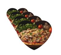 4 ambientadores para coche, para colgar, con fragancia, tarjetas perfumadas, en forma de corazón, tabletas de aromaterapia para coche, pizza, con champiñones y tomates en la parte superior,