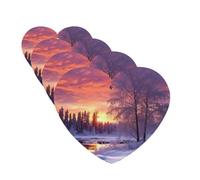 4 ambientadores para coche, para colgar, con fragancia, tarjetas perfumadas, en forma de corazón, tabletas de aromaterapia, paisaje de invierno, ambientador de coche para interior de coche, colgante