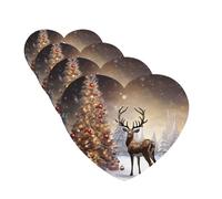 4 ambientadores para coche, para colgar, con fragancia, tarjetas perfumadas, en forma de corazón, tabletas de aromaterapia para coche, árbol de Navidad y reno, ambientador de coche para interior de