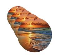 4 ambientadores para coche, para colgar, con fragancia, tarjetas perfumadas, forma redonda, tabletas de aromaterapia para coche, noche, playa, mar, agua, ambientador para coche, espejo interior,