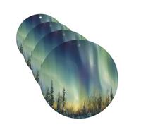 4 ambientadores para coche, para colgar, con fragancia, tarjetas perfumadas, forma redonda, tabletas de aromaterapia, ambientador de coche Aurora, para espejo interior de coche, colgante de regalo