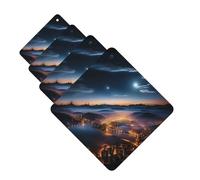 4 ambientadores para coche, para colgar, fragancia, tarjetas aromáticas, cuadradas, aromaterapia, tabletas, ciudades, visión nocturna, ambientador de coche para interior de coche, colgante de espejo