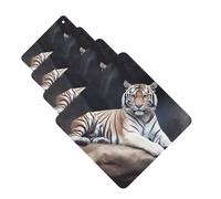 4 ambientadores para coche, para colgar, fragancia, tarjetas aromáticas, cuadradas, tabletas de aromaterapia para coche, diseño de tigre sentado en la roca, ambientador de coche para interior de