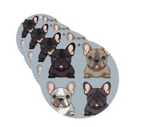 4 ambientadores para coche, para colgar, fragancia, tarjetas perfumadas, forma redonda, tabletas de aromaterapia para coche, bulldog francés, ambientador de coche para espejo interior de coche,