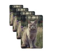 4 ambientadores para coche, tarjetas perfumadas colgantes para SUV, gato gris en campo de flores, tabletas de aromaterapia, espejo interior para dormitorio, armario, zapatero