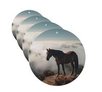 4 ambientadores para coche, tarjetas perfumadas para SUV, caballo en la cima de una montaña brumosa, tabletas de aromaterapia, espejo interior, colgante para dormitorio, armario, zapatero