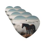 4 ambientadores para coche, tarjetas perfumadas para SUV, caballo en la cima de una montaña brumosa, tabletas de aromaterapia, espejo interior, colgante para dormitorio, armario, zapatero