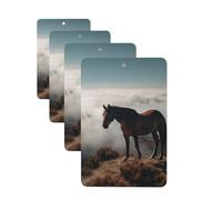 4 ambientadores para coche, tarjetas perfumadas para SUV, caballo en la cima de una montaña brumosa, tabletas de aromaterapia, espejo interior, colgante para dormitorio, armario, zapatero