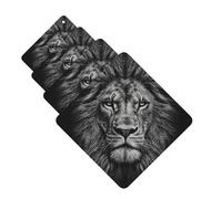 4 ambientadores para coche, tarjetas perfumadas para SUV, cabeza de león blanco y negro, tabletas de aromaterapia, espejo interior, colgante para dormitorio, armario, zapatero