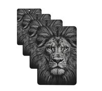 4 ambientadores para coche, tarjetas perfumadas para SUV, cabeza de león blanco y negro, tabletas de aromaterapia, espejo interior, colgante para dormitorio, armario, zapatero
