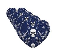 4 ambientadores para coche, tarjetas perfumadas para SUV, calavera azul y huesos, tabletas de aromaterapia, colgante de espejo interior para dormitorio, armario, zapatero