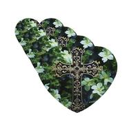 4 ambientadores para coche, tarjetas perfumadas para SUV, cruz negra entre flores verdes, tabletas de aromaterapia, espejo interior, colgante para dormitorio, armario, zapatero, 4 unidades