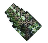 4 ambientadores para coche, tarjetas perfumadas para SUV, cruz negra entre flores verdes, tabletas de aromaterapia, espejo interior, colgante para dormitorio, armario, zapatero, 4 unidades