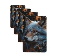4 ambientadores para coche, tarjetas perfumadas para SUV, hojas de otoño y un lobo, tabletas de aromaterapia, espejo interior, colgante para dormitorio, armario, zapatero