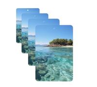 4 ambientadores para coche, tarjetas perfumadas para SUV, isla Fiji y mar transparente, tabletas de aromaterapia, espejo interior, colgante para dormitorio, armario, zapatero