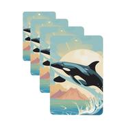 4 ambientadores para coche, tarjetas perfumadas para SUV, Orca en el mar, tabletas de aromaterapia, espejo interior, colgante para dormitorio, armario, zapatero, 4 unidades