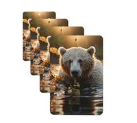 4 ambientadores para coche, tarjetas perfumadas para SUV, oso, cruzando el río, tabletas de aromaterapia, espejo interior, colgante para dormitorio, armario, zapatero