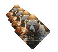 4 ambientadores para coche, tarjetas perfumadas para SUV, oso, cruzando el río, tabletas de aromaterapia, espejo interior, colgante para dormitorio, armario, zapatero