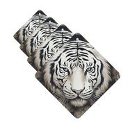 4 ambientadores para coche, tarjetas perfumadas para SUV, patrón de cabeza de tigre blanco, tabletas de aromaterapia, espejo interior, colgante para dormitorio, armario, zapatero